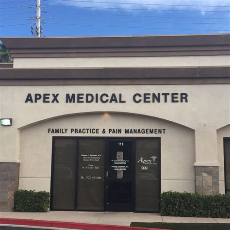 Apex medical center - Doctor. Email Address. Phone Number. Trusted Pain Management Physicians serving Las Vegas, NV. Contact us at 702-472-8435 or visit us at 3050 East Bonanza Road, Suite 110A, Las Vegas, NV 89101: Apex Medical Center.